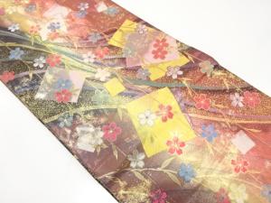 枝垂れ桜・平安人物模様織り出し　リバーシブル全通袋帯